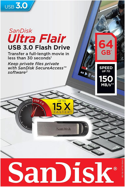 فلش مموری سن دیسک Ultra Flair CZ73 USB 3 ظرفیت 64 گیگابایت